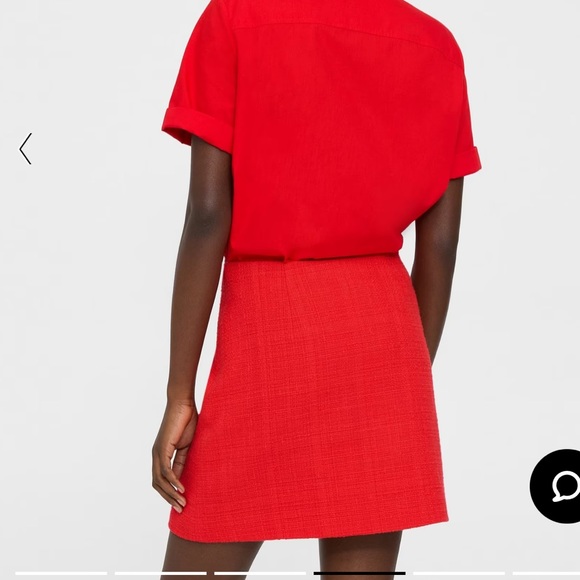 NWT THEORY Red Cotton Tweed Mini Skirt - Picture 7 of 11